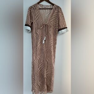 Custom Beach Cover with Gorgeous Bead work and White Leather Detail NWOT